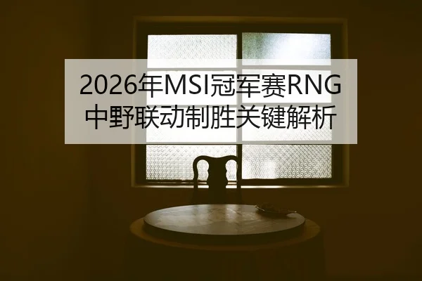 2026年MSI冠军赛RNG中野联动制胜关键解析